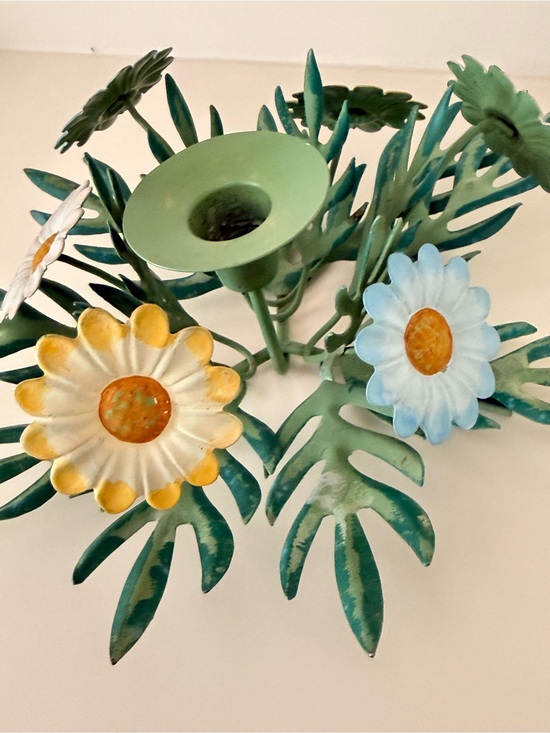 Tole Floral Candle Holder